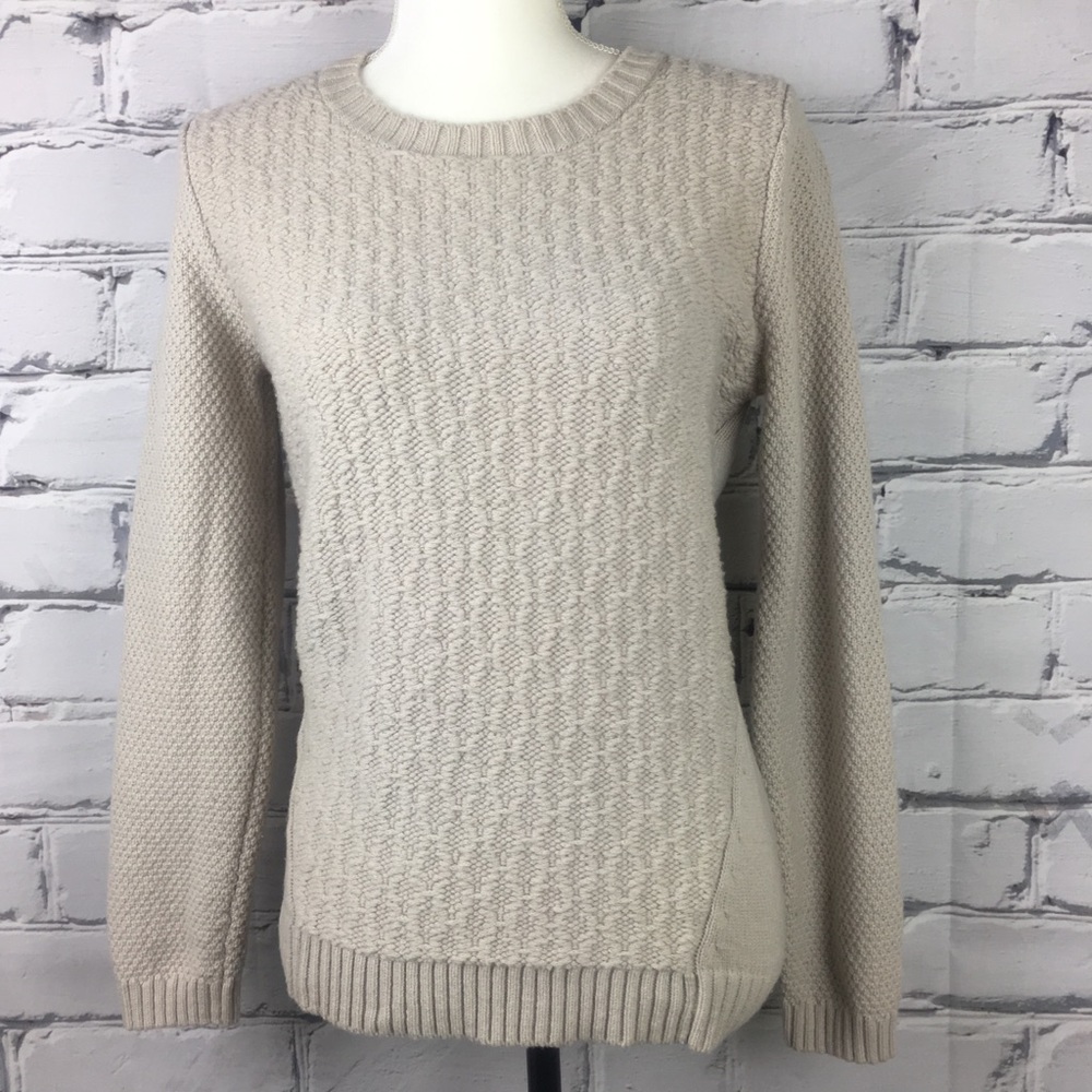 Boden Cable Net Crew Neck Wool Blend Sweater